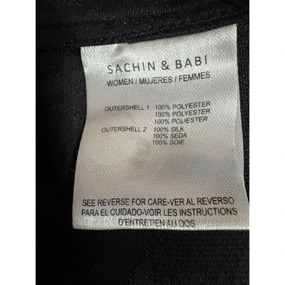 Sachin + Babi  Black Floral Jacquard Midi Skirt Mesh Hem Quiet Luxury Silk 4